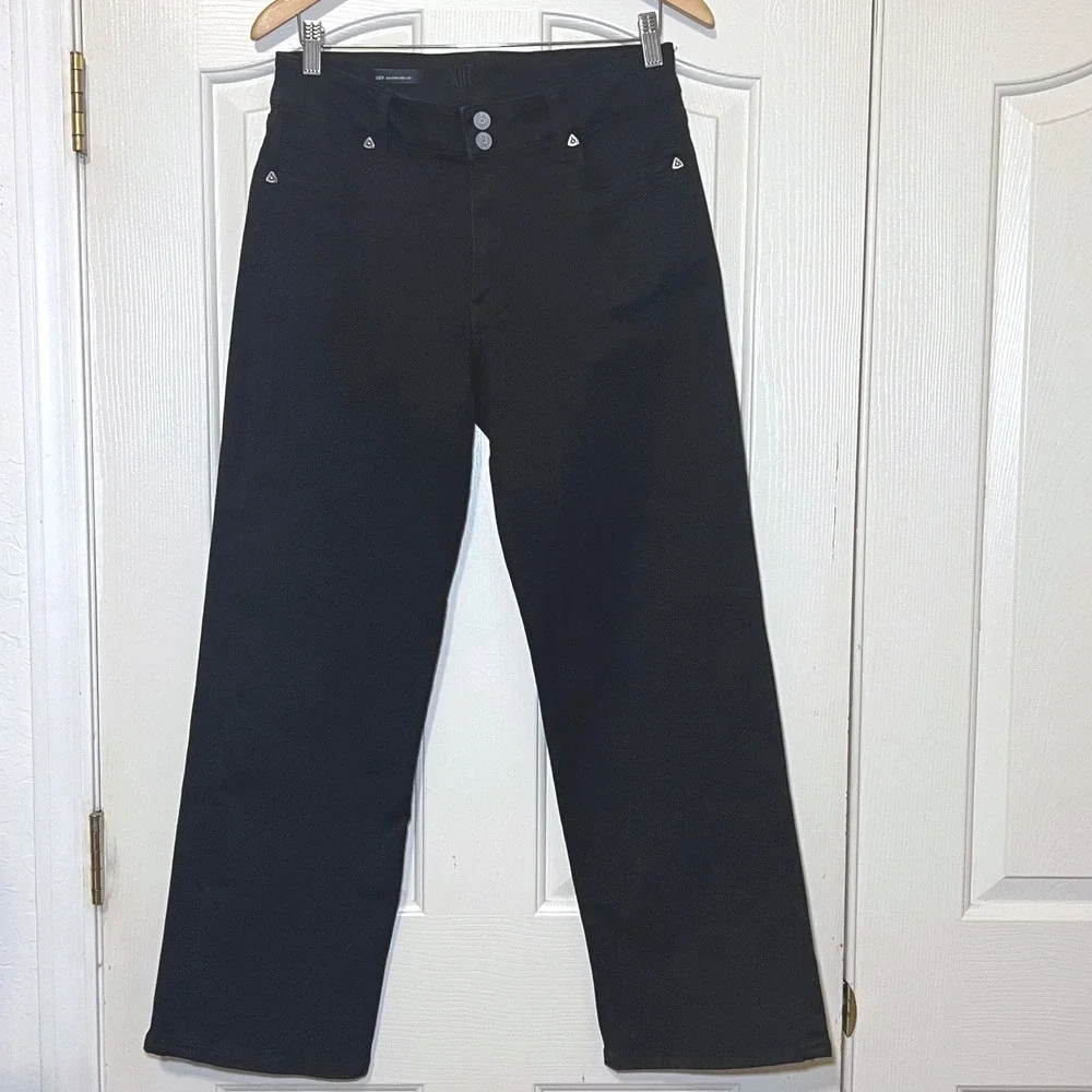 KUT from the Kloth Lucy High Rise Wide Leg Jeans Black Size 10 Stretch Denim - Picture 2 of 11